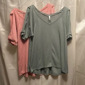 2 cold shoulder tops